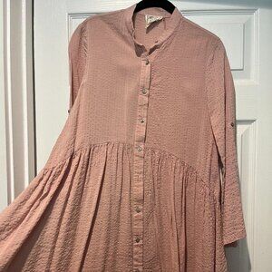 pink long-sleeved dress